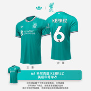 阿迪達(dá)斯 （adidas）三葉草利物浦二客球衣25/26賽季LFC球迷版英超短袖男JV6428 6#Kerkez 科爾克茲聯(lián)賽印號(hào)球衣 另購(gòu)臂章聯(lián) XL 【建議155-170斤】