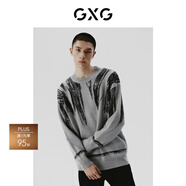 GXG男裝  灰色拼色設(shè)計(jì)潮流時(shí)尚圓領(lǐng)針織衫線衫男士 23年冬季新 灰色 L