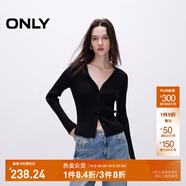 ONLY秋季簡(jiǎn)約百搭高級感V領(lǐng)修身顯瘦針織衫女|12433B005 H1Z 黑色 S