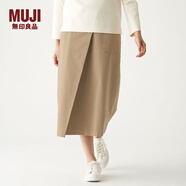 無(wú)印良品 MUJI 女式 橫豎彈力絲光斜紋 輕便半長(cháng)喇叭裙 BEK01C0S 米色 L