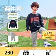 NIKE 3BRAND 耐克男女童衛衣+褲子2件套2025秋季新款兒童衛衣長(cháng)褲套裝 靛藍色 【春秋純棉舒適】 150 /72 【建議身高140-152cm】