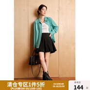獨(dú)束大碼女裝復(fù)古學(xué)院風(fēng)胖mm高腰A字裙簡約百搭西裝半身百褶短裙 英倫黑 XL (尺碼：3)