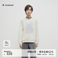 播商場(chǎng)同款灰色無(wú)帽衛衣女25早春新款寬松圓領(lǐng)上衣女BDS1VD1569 W20柔白 L