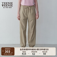 Teenie Weenie小熊女裝簡(jiǎn)約夏季潮流薄款束腳褲休閑褲長(zhǎng)褲時(shí)尚女 卡其色 155/XS