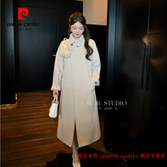 皮爾卡丹（pierre cardin）品牌高檔輕奢帶毛球羊毛大衣女2025年秋冬季新品慵懶風(fēng)中長(cháng)款雙面 品牌高端新品-長(cháng)款-燕麥色 S 【165-168cm 尺碼拍小】