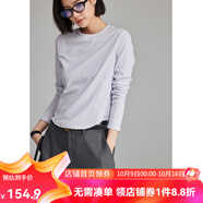 雲(yún)上生活【春日面膜t】解構(gòu)顯瘦短款多色圓領(lǐng)打底衫T恤上衣2025秋T9130X 淡紫色-40支棉氨混紡 XL （建議130-145斤左右）