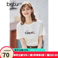 betu百圖女裝春裝新款寬松韓版卡通印花短袖T恤ins潮JD2102T08 白色 S