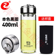 臥龍單層玻璃杯高顏值防摔加厚小茶杯 400ml_黑色