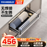 悍高（HIGOLD） 廚房櫥柜拉籃碗架抽屜式碗籃加厚304不銹鋼底板調(diào)味籃雙層碗碟籃 800柜單層碗籃|安裝內(nèi)深≥45.3cm