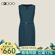 G2000【肌理感/多面彈性/商場新款】女裝FW25優(yōu)雅氣質(zhì)無袖連衣裙 多面彈-肌理感-橄欖綠 S （34）
