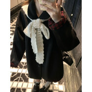 乖乖女黑色毛呢拼袖夾棉毛呢大衣短裙A字俏皮可愛小個(gè)子秋冬套裝 外套 送披肩 S