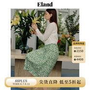 ELAND衣戀半身裙雪紡花朵碎花裙中長款甜美風(fēng)百褶裙夏 綠色(40)Green L 170