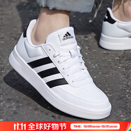 阿迪達(dá)斯 （adidas）男鞋2025秋季新款休閑鞋輕便減震鞋子白色潮鞋透氣運(yùn)動(dòng)鞋軟底板鞋 經(jīng)典黑色三條紋小白鞋-主推款 41 (255mm)