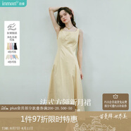 茵曼（INMAN）法式收腰顯瘦方領(lǐng)吊帶連衣裙女裝2025夏季新品長(zhǎng)裙子 黃色 XL