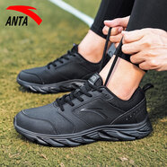 安踏（ANTA）男鞋經(jīng)典款保暖運動(dòng)鞋2025秋季新款革面防潑水休閑旅游跑步鞋子男 黑色-14 皮面防潑水 44