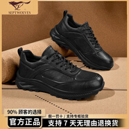 七匹狼（SEPTWOLVES）鞋子男鞋2025秋季新款男士透氣潮流百搭休閑皮鞋軟底輕便運(yùn)動(dòng)鞋男 黑色 38