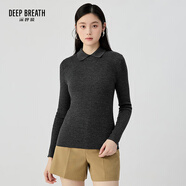 深呼吸DEEP BREATH女裝坑條打底純羊毛針織衫女A301124 深灰 S (2)