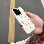 【原裝品質(zhì)】優(yōu)加簡約質(zhì)感柔潤磁吸適用iPhone16Pro手機(jī)殼蘋果15/ 膚感柔潤磁吸-PC細(xì)圈硬殼【米白色】 蘋果15PLUS