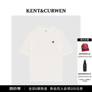 KENT&CURWEN【明星同款】肯迪文春夏系列男女款玫瑰刺繡純棉寬松短袖T恤 白色40 M