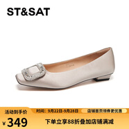 星期六（St&Sat）女鞋淺口平底方扣水鉆通勤單鞋 銀灰色  37 