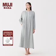 無印良品（MUJI）女式 人字紋紗織連衣裙女裝裙子長裙 25年秋季純棉連身裙FD1M9C5A 灰色 M (160/84A)