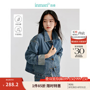 茵曼（INMAN）七夕章若楠同款復古休閑女裝短款牛仔外套2025年秋季新款長(cháng)袖上衣 牛仔藍-翻袖款-18438199 L