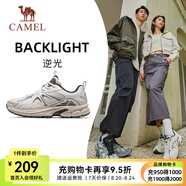 駱駝[逆光]密網(wǎng)復古慢跑步男休閑耐磨運動(dòng)跑步鞋女 X24C097609，象牙白/石板灰 ，女密網(wǎng) 39