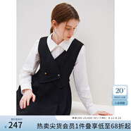 范思藍(lán)恩23FS14265 法式復(fù)古假兩件連衣裙女秋冬新款背心裙子 黑色 S