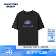 斯凱奇（Skechers）情侶款t恤夏季純色圓領(lǐng)短袖涼感上衣L225U049 碳黑/0018 L