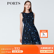 PORTS寶姿商場(chǎng)同款 新品女裝甜美木耳邊裝飾無(wú)袖連衣裙SN8D027HPP022 丈青 M (6)