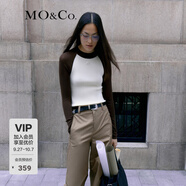 MO&Co.【高比例綿羊毛】美式插肩袖修身打底衫針織衫美拉德上衣女 深咖啡色 XS 155