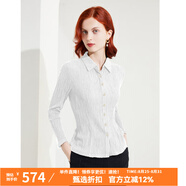 MORELINE沐蘭褶皺肌理感氣質(zhì)襯衫女2023秋裝新款時尚通勤修身顯瘦長袖襯衣 白色 2XL