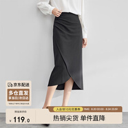 尚都比拉氣質(zhì)設(shè)計感半身裙女裝秋季開衩包臀裙顯瘦中長款裙子女 斑鳩灰 XL