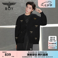 BOY LONDON【貴公子】秋重工繡花精致時(shí)尚針織毛衣開(kāi)衫外套N64902 黑色N64903 XL