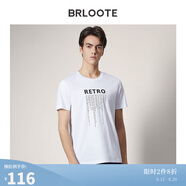 Brloote/巴魯特男士短袖T恤棉舒適時(shí)尚休閑個(gè)性印花圓領(lǐng)休閑T恤衫男夏季 白色7 175/96A