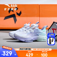 安踏兒童運動鞋女大童鞋春夏新款旋鈕扣氣墊緩震UFO5.0天眼跑鞋 【網(wǎng)面】白/紫/綠-1 38 腳長約24cm