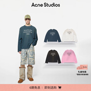 Acne Studios 男女同款 做舊1996印花寬松落肩長(zhǎng)袖T恤上衣CL0197 深藍(lán)色 S