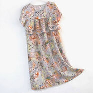 V領(lǐng)棉綢睡裙短袖連衣裙睡衣防凸點(diǎn)人造棉居家女遮胸家居服夏季 自選店里布料花色定制不退 S