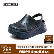斯凱奇（Skechers）七夕禮物細閃洞洞鞋女子夏季新款厚底休閑鞋運動(dòng)沙灘涼鞋舒適百搭 黑色/BLK 37