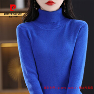 皮爾卡丹（pierre cardin）斷碼撿漏配大衣高領(lǐng)毛衣女2025冬季修身加厚內搭羊毛衫針織打底衫 寶藍色 S 80-95