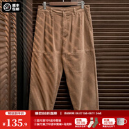 馬登工裝 美式復古多口袋燈芯絨休閑褲男秋季寬松純棉條絨直筒褲子 卡其 28
