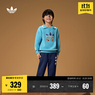 adidas男小童奇奇蒂蒂聯名抓絨長袖套裝兒童秋季阿迪達斯三葉草 舊藍/深靛藍 128 CM
