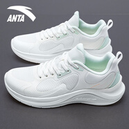 安踏（ANTA）漫步跑步鞋女鞋2025秋季新款輕質緩震慢跑鞋軟底休閑運動鞋女 -1象牙白/淺曦綠 37.5