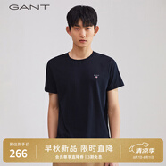 GANT【100%棉】GANT/甘特男士短袖圓領(lǐng)親膚透氣刺繡純色休閑重磅T恤潮 5黑色 M