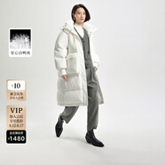 納薇（naivee）商場同款冬新款輕戶外工裝風(fēng)加厚面包連帽羽絨服女外套 白色 均碼