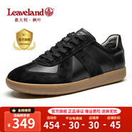 楓葉（leaveland）意大利男鞋2025新品真牛皮復(fù)古情侶款德訓(xùn)鞋戶外男士運(yùn)動(dòng)休閑板鞋 【升級(jí)版抑菌】黑色（皮鞋碼） 41