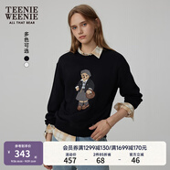 Teenie Weenie小熊秋季簡(jiǎn)約圓領(lǐng)套頭衛(wèi)衣學(xué)院風(fēng)短款上衣休閑時(shí)尚女 黑色 M (165)