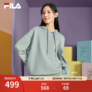 FILA 斐樂官方情侶款連帽衛(wèi)衣秋季新款純棉寬松針織長(zhǎng)袖上衣加絨 混沌灰綠-GN S