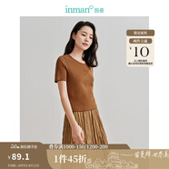 茵曼（INMAN）多色無(wú)袖顯瘦吊帶背心T恤女裝2025夏季新款簡(jiǎn)約休閑百搭圓領(lǐng)上衣 咖啡色-W18424128 S