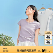 森馬（Semir）短袖t恤女短款緊身夏季圓領(lǐng)正肩上衣V領(lǐng)收腰套頭衫109324100003